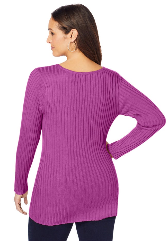 V-Neck Ribbed Sweater image number 1
