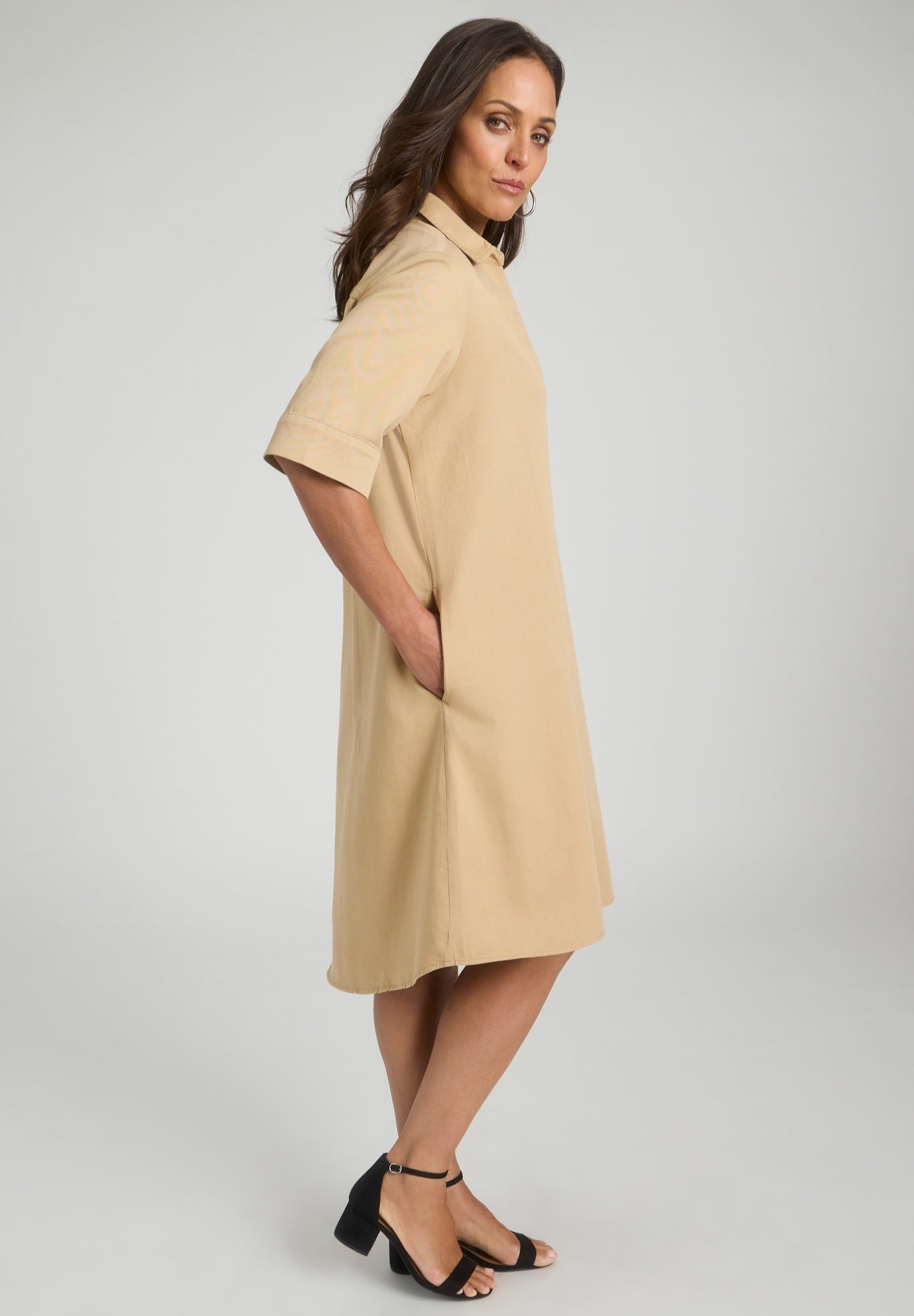 Cuff Sleeve Denim Shirtdress image number 2