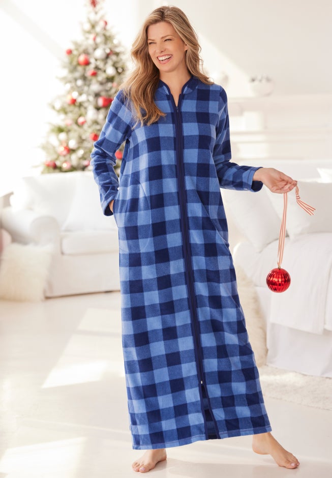 Soft Microfleece Robe with Pockets - 53" Length, Deep Teal | Catherines Soft Microfleece Robe with Pockets - 53" Length, Deep Teal | Catherines