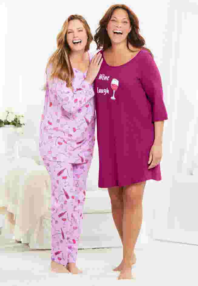 Avenue Body Three-Quarter Sleeve Pajama Set image number 6