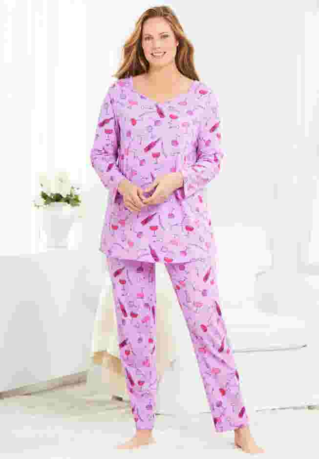 Avenue Body Three-Quarter Sleeve Pajama Set image number 0