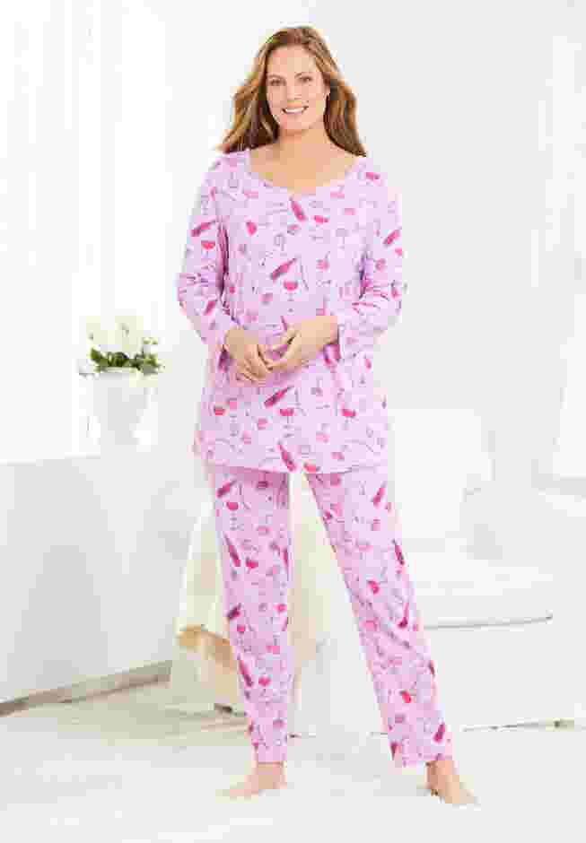 Avenue Body Three-Quarter Sleeve Pajama Set image number 0
