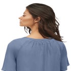 V-Neck Crinkle Tie-Front Elbow-Sleeve Blouse image number null