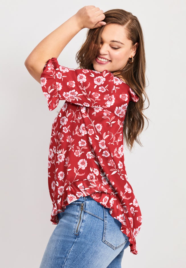 Crew Ruffle Hem Top image number 2