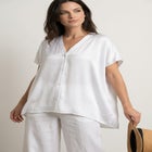 Oversized Linen-Blend Tunic image number null