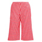 100% Cotton Wide Leg Gingham Seersucker Back Elastic Waist Crop Pants image number null