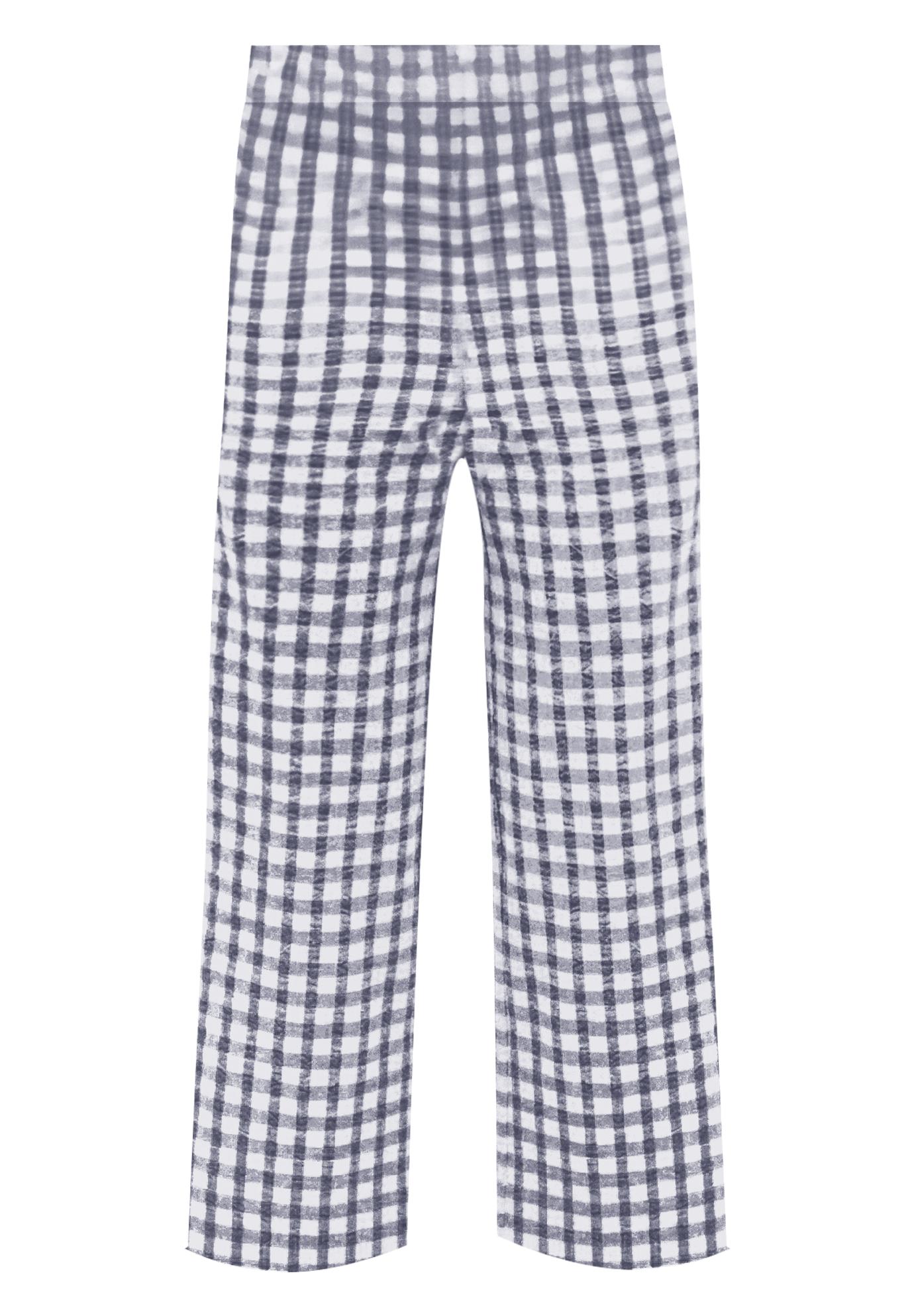 Gingham Back Elastic Wide Leg Crop Pants image number 1