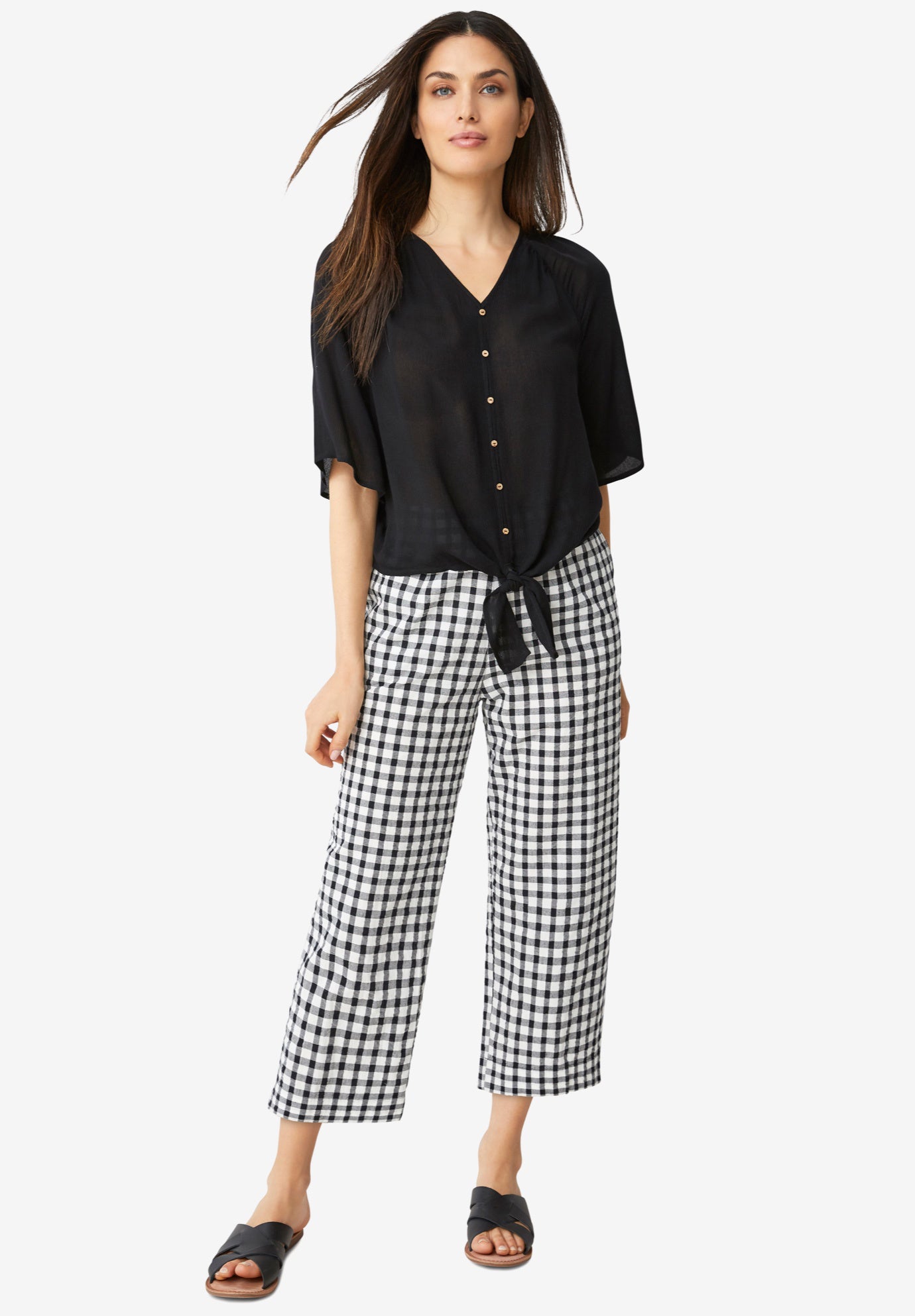 Gingham Crop Pants image number 0