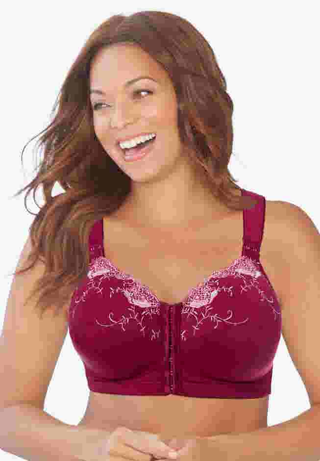 Front-Close Embroidered Wireless Posture Bra image number 2