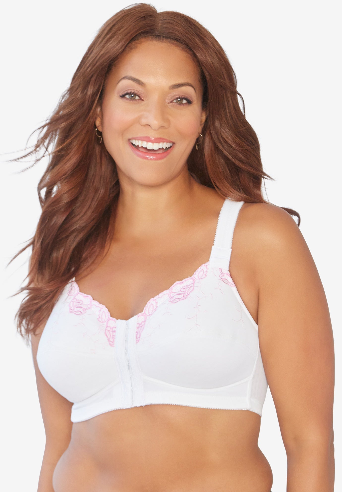 Front-Close Embroidered Wireless Posture Bra image number 6