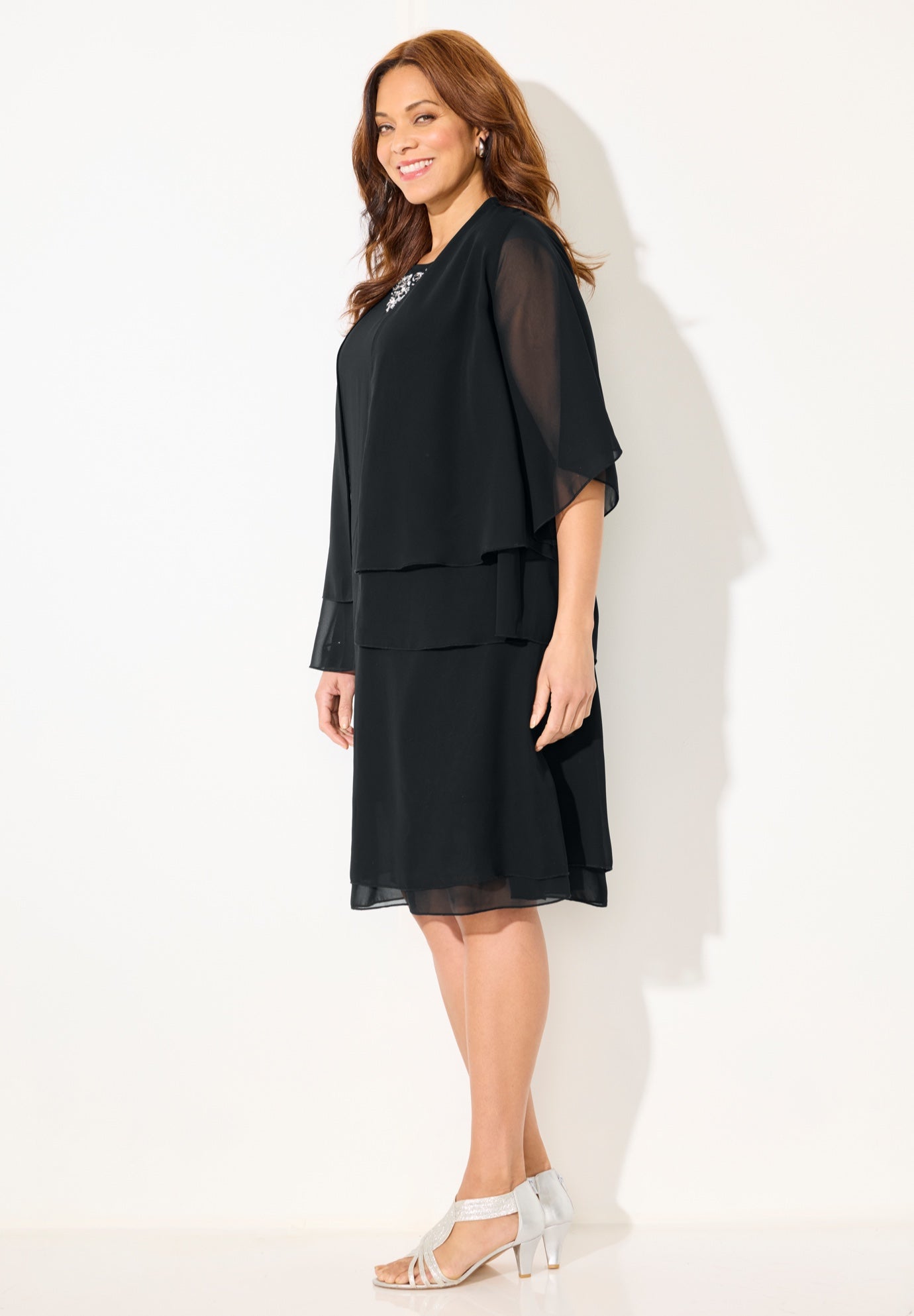 Georgette Double Layer Jacket Dress image number 2