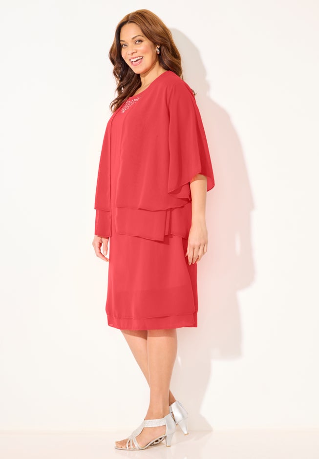 Georgette Double Layer Jacket Dress image number 2