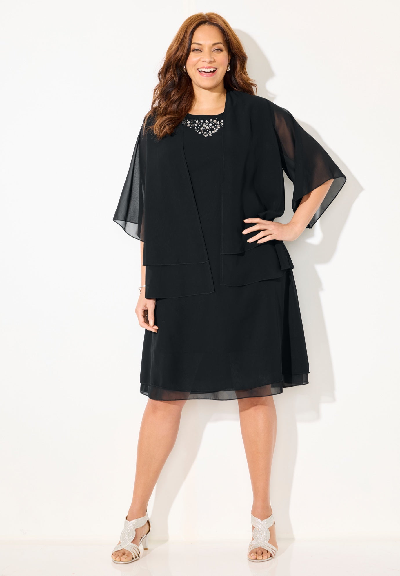 Georgette Double Layer Jacket Dress image number 0