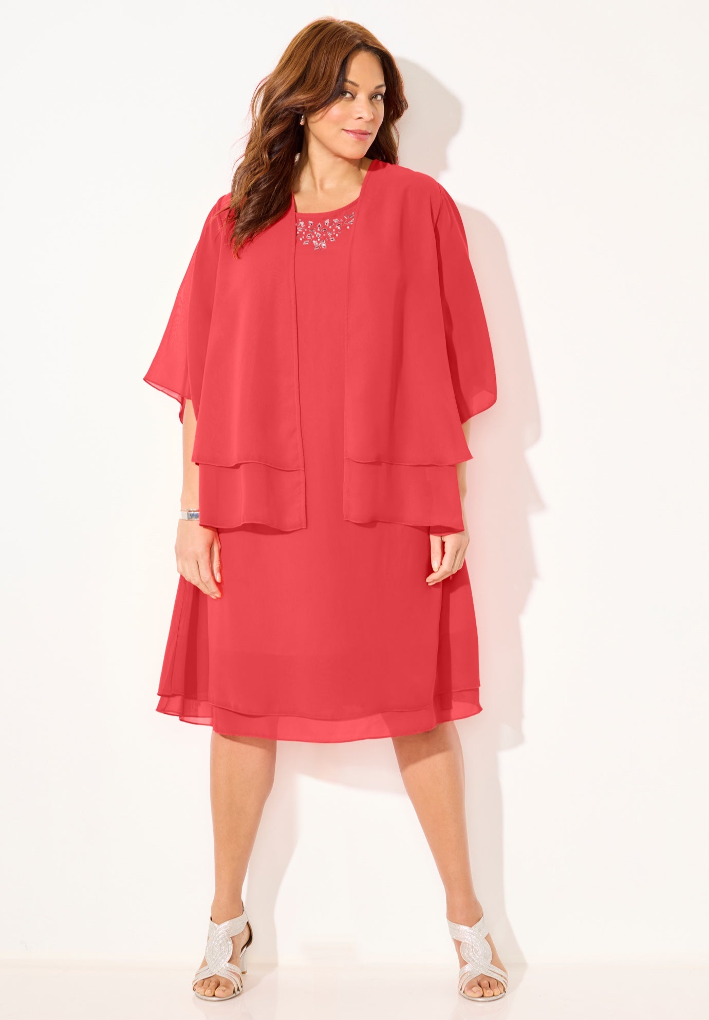 Georgette Double Layer Jacket Dress image number 0