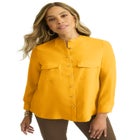 Button-Front Chest Pocket Blouse image number null