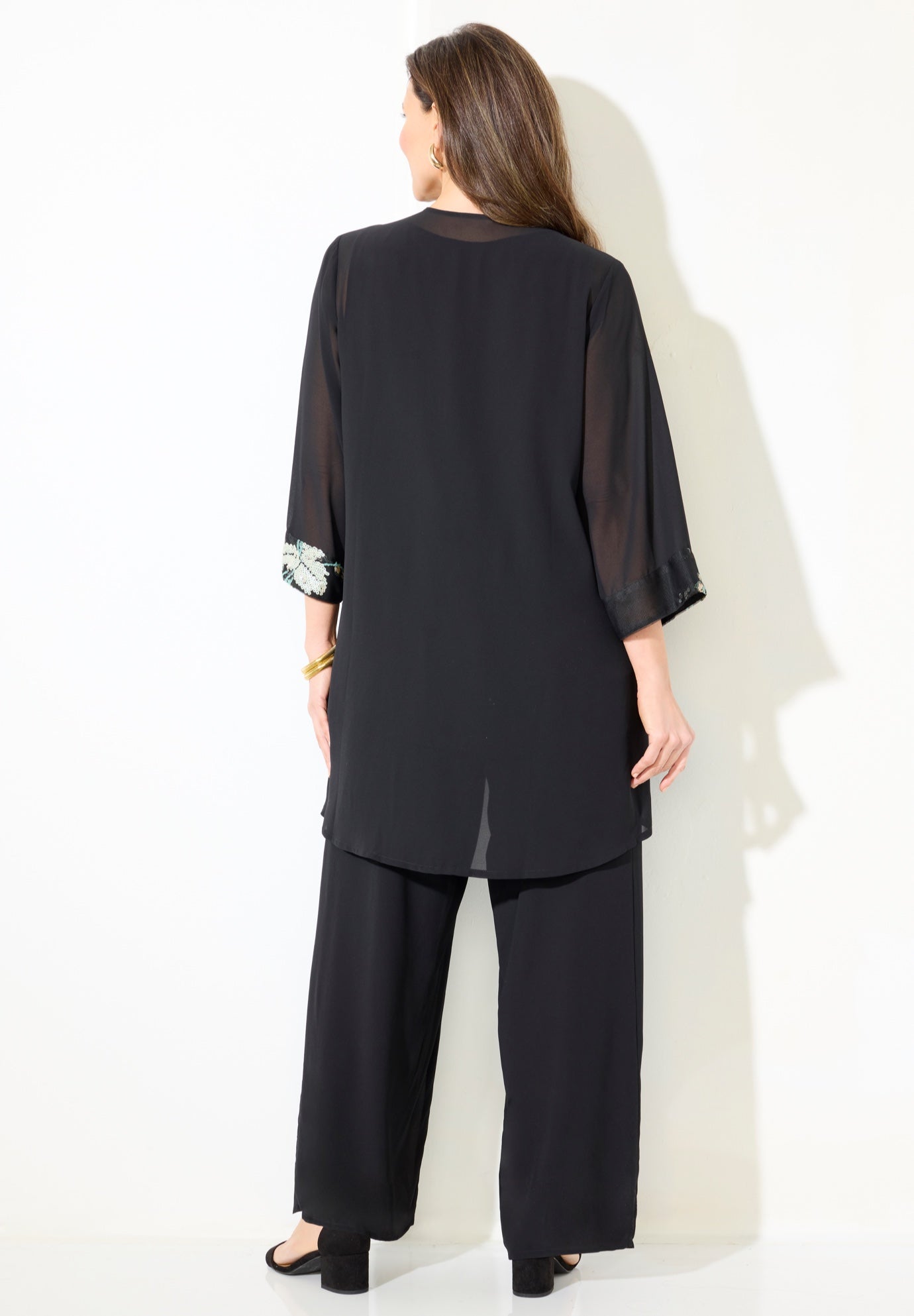 Lightweight Embroidered Sequin Pant Set image number 1