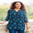 Y-Neck Half Placket Blouse image number null