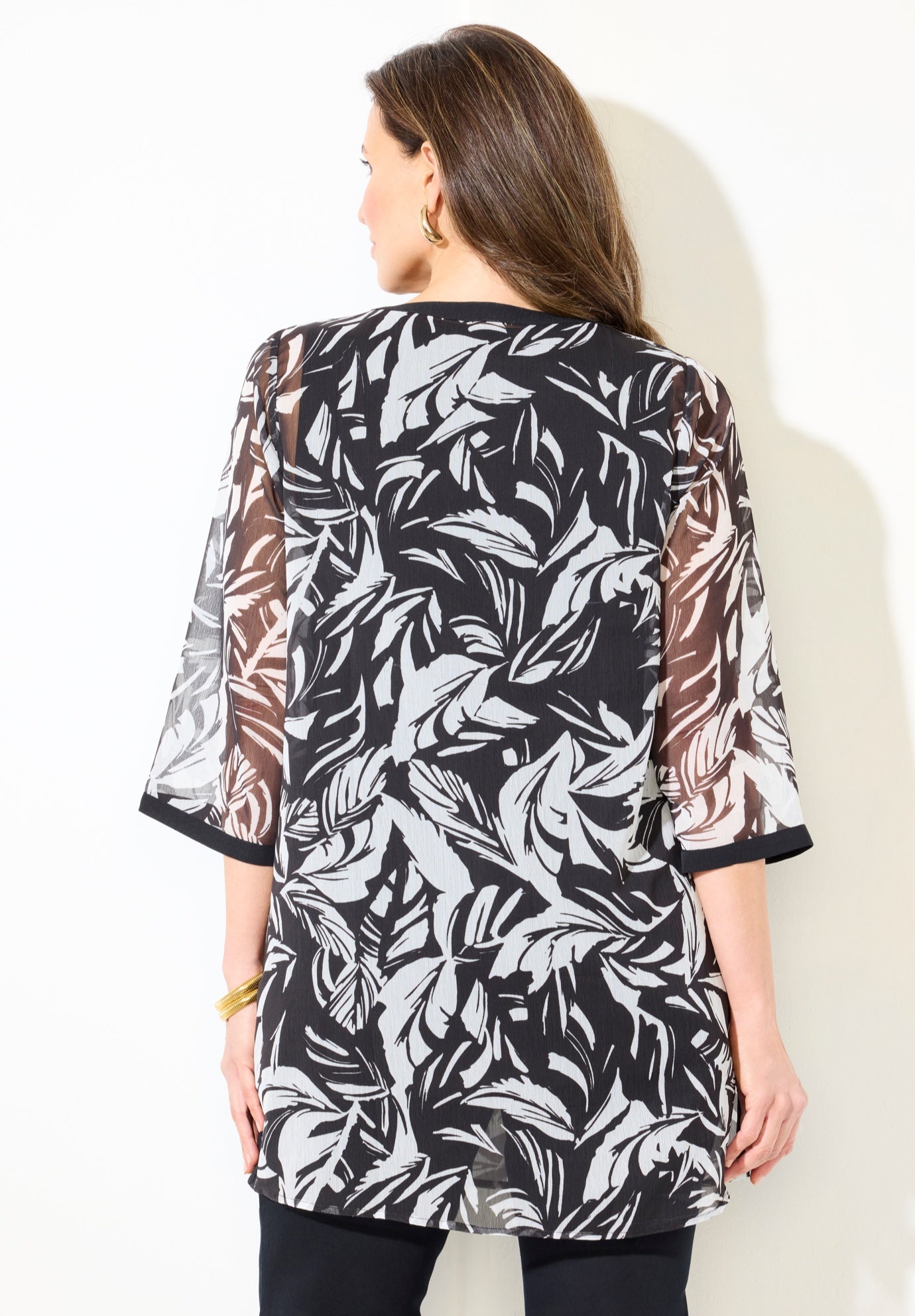 Y-Neck Half Placket Blouse image number 1