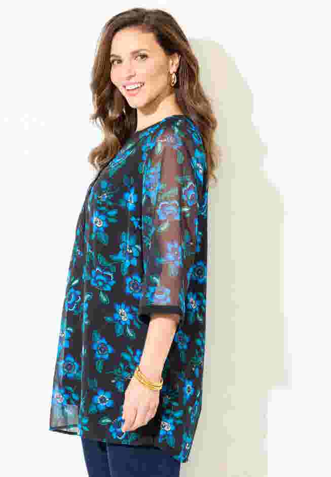 Y-Neck Half Placket Blouse image number 2