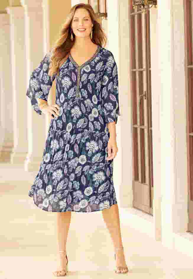 Bejeweled Pleated Shirtdress image number 0