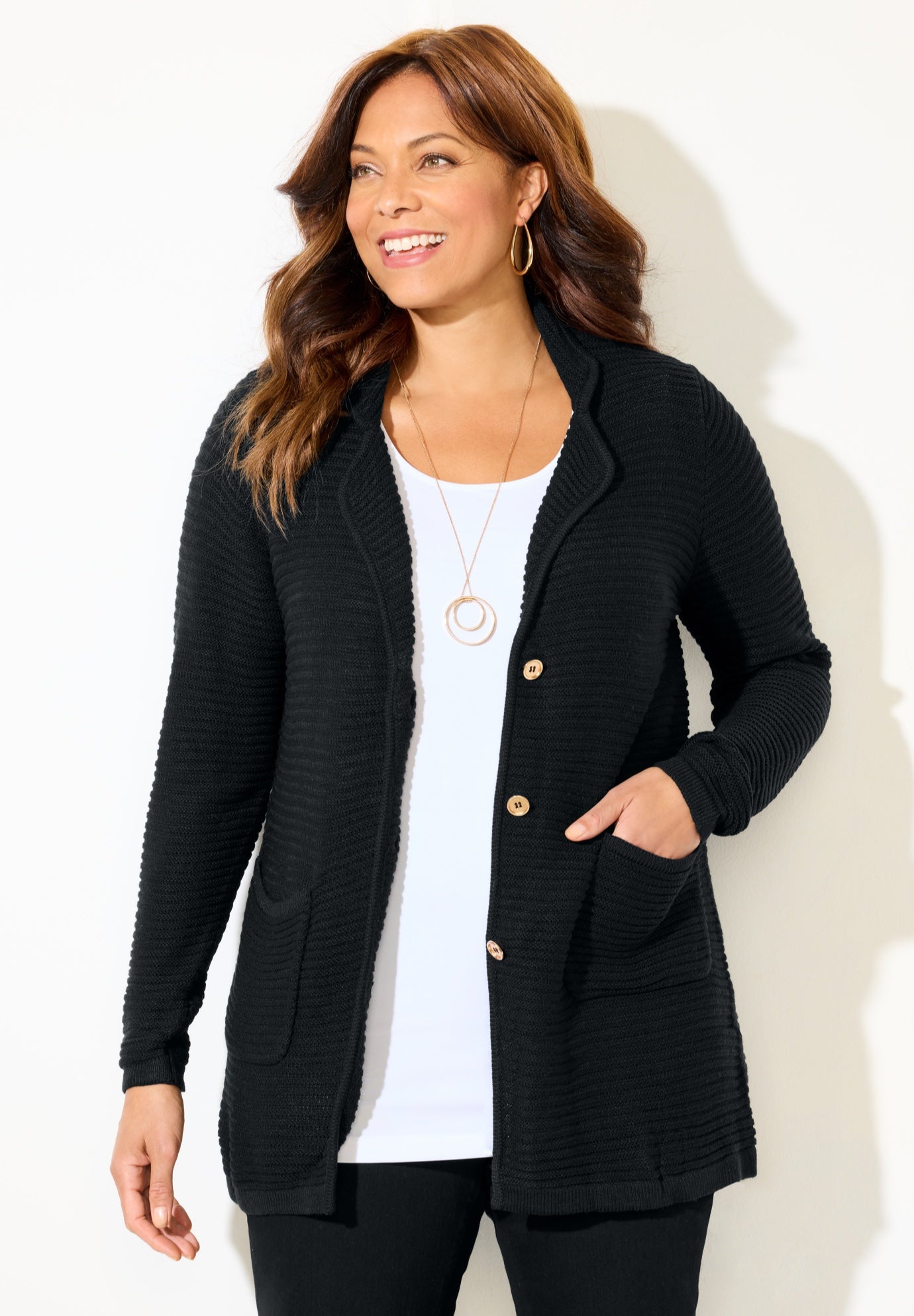 Ottoman Stitch Cardigan Blazer image number 0