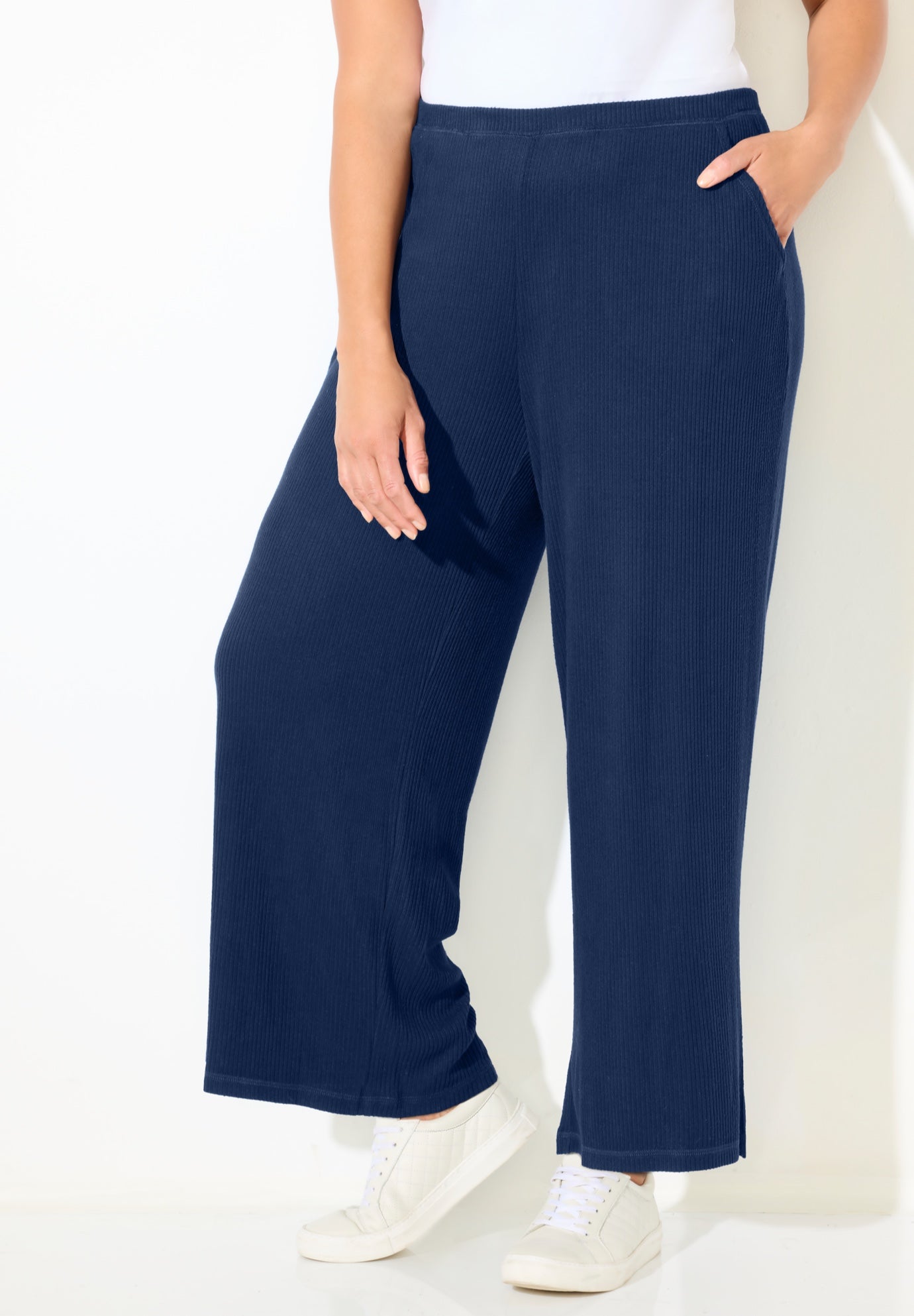 AnyWear Wide Leg Hacci Ribbed Pant image number 0
