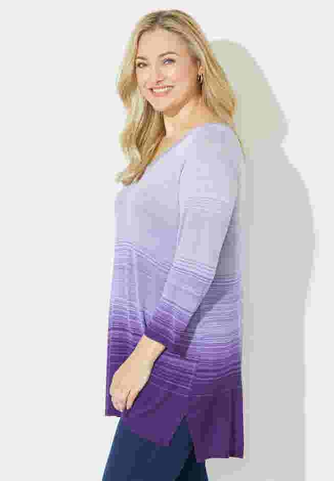 Pointelle Ombre Pullover Sweater image number 2