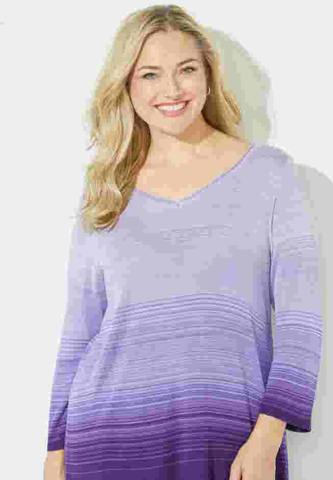 Pointelle Ombre Pullover Sweater image number 3
