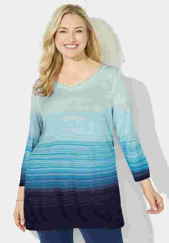 Pointelle Ombre Pullover Sweater image number 0
