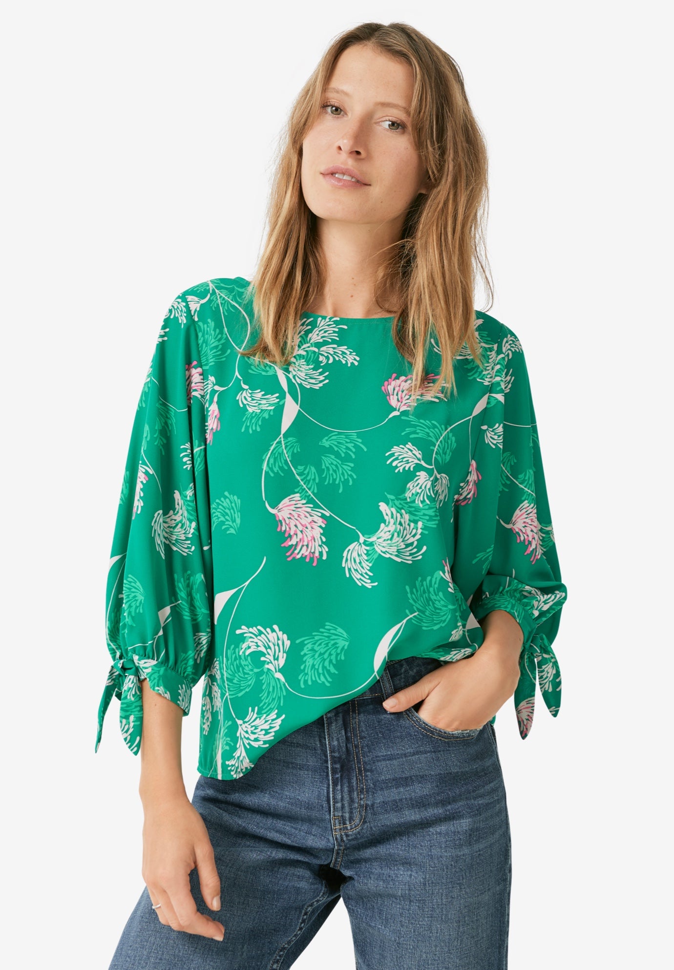 3/4 Tie-Sleeve Blouse image number 0