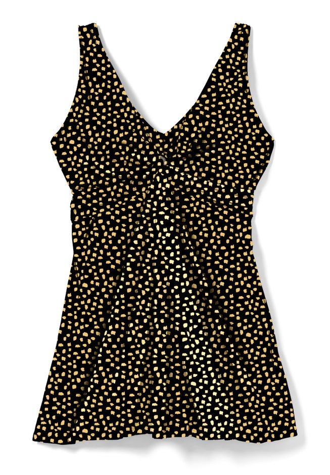 Twist-Front V-Neck Tummy Control A-Line Swim Dress image number 3