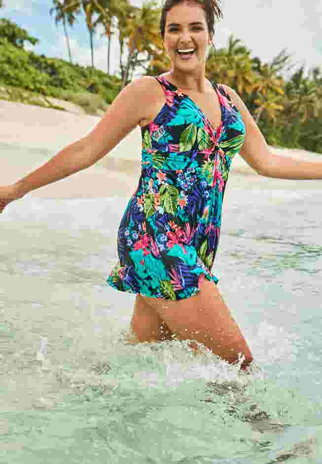 Twist-Front Swim Dress image number 4