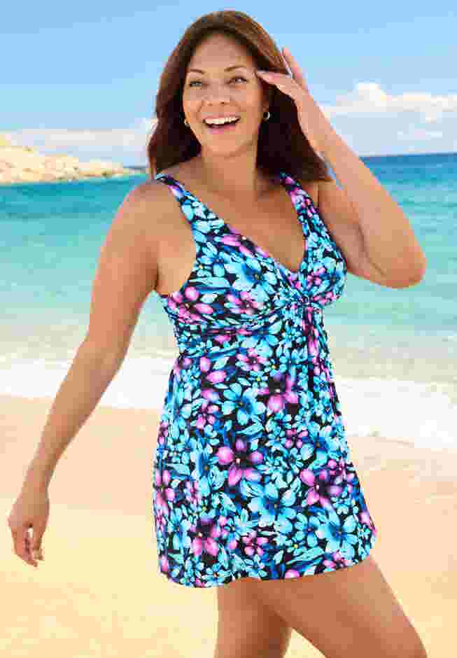 Twist-Front Swim Dress image number 2