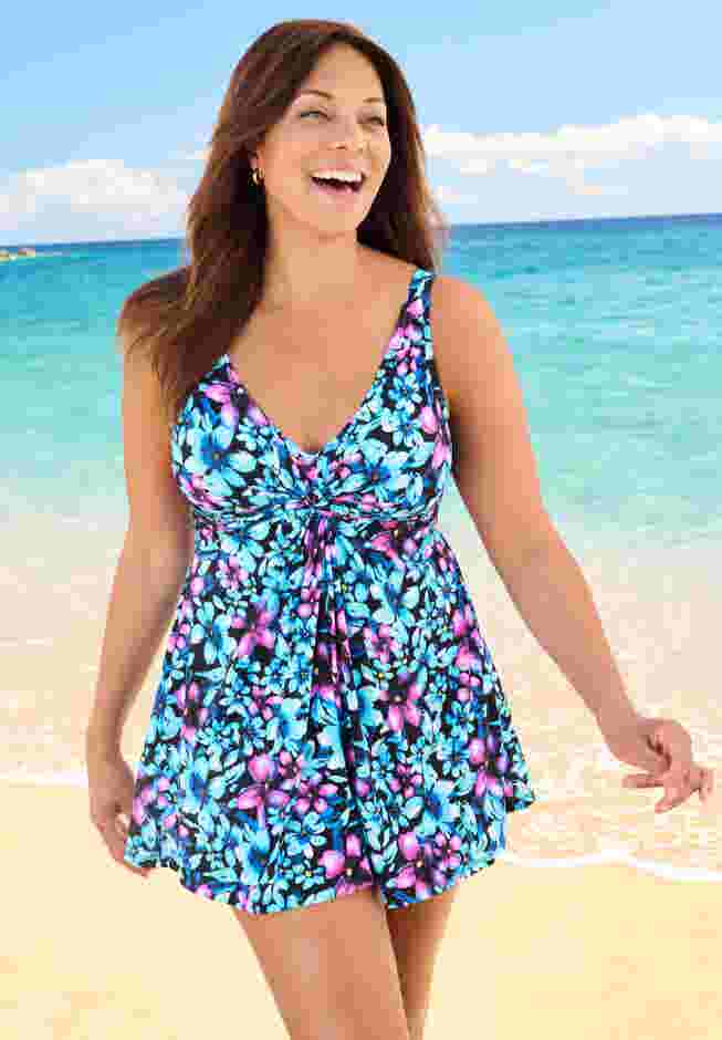 Twist-Front Swim Dress image number 0