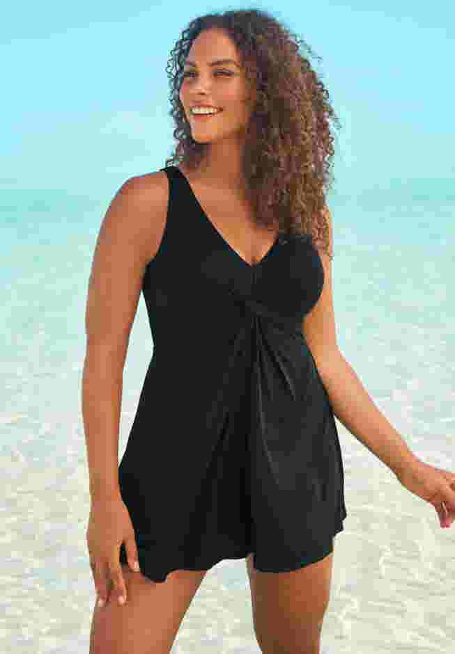 Twist-Front Swim Dress image number 0