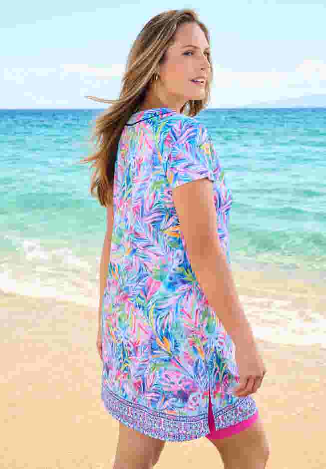 Longer Length Short-Sleeve Swim Tunic image number 1