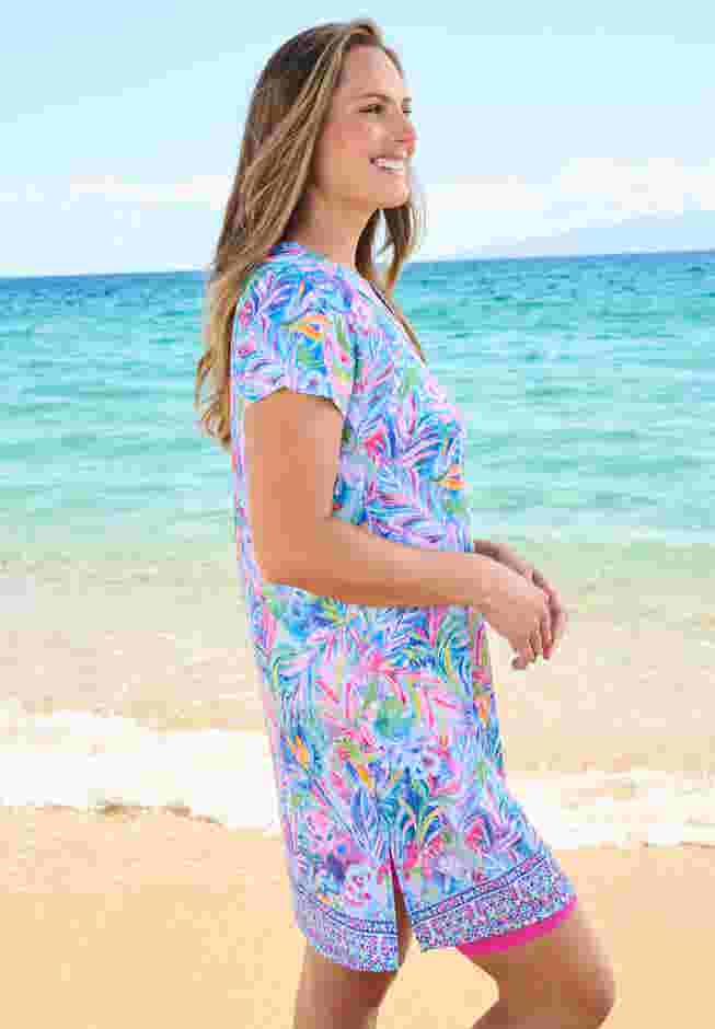 Longer Length Short-Sleeve Swim Tunic image number 2