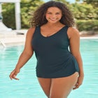 Sarong V-Neck Tummy Control One-Piece Swimsuit image number null