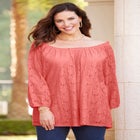 Stretch Lace Peasant Blouse image number null