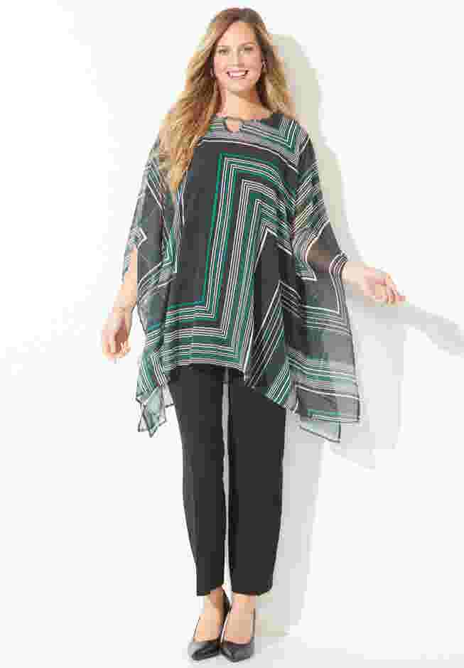 Keyhole Georgette Poncho image number 1