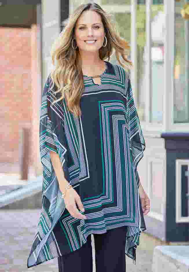 Keyhole Georgette Poncho image number 2