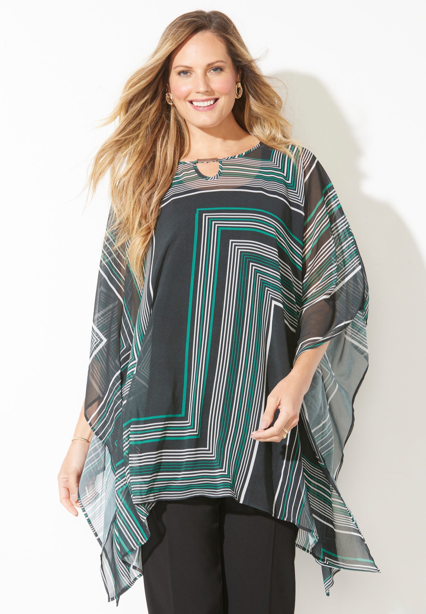 Keyhole Georgette Poncho image number 0