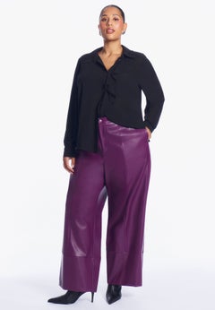 Cuffed Faux Leather Pants