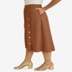 Knit Crepe Side Button Midi Skirt image number null