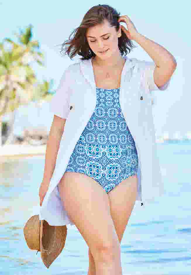 Hooded Terry Swim Cover Up image number 5