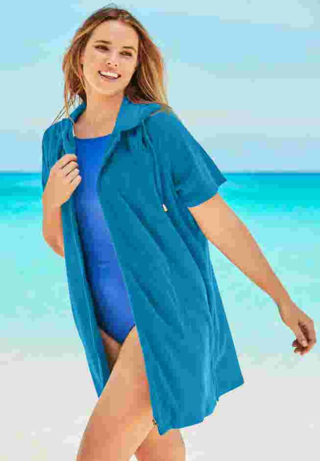 Hooded Terry Swim Cover Up image number 2