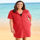 Hooded Terry Swim Cover Up image number null