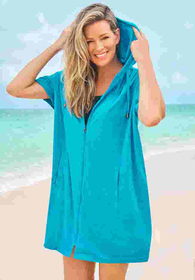 Hooded Terry Swim Cover Up image number 0