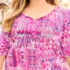 Sequin Trim Gauze Peasant Blouse image number null