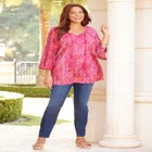 Sequin Trim Gauze Peasant Blouse image number null